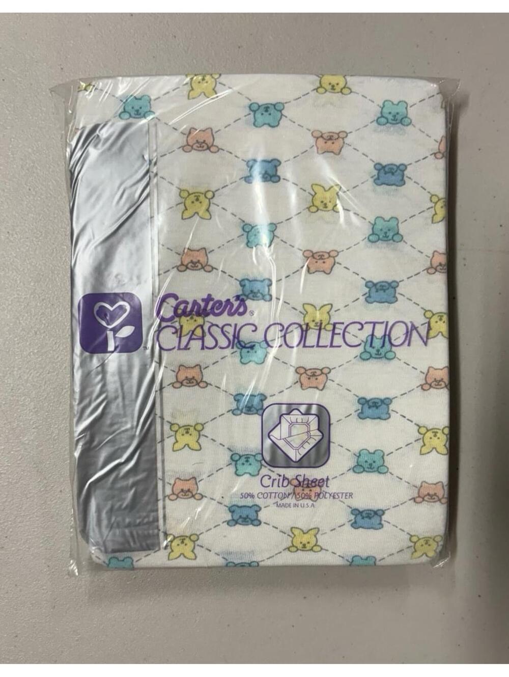 *New* Vintage Carter's Bunnies & Bears Fitted Crib Sheet 28"x52" made in usa